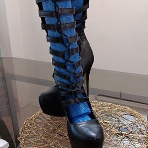Cape Robbin Black Heeled Boots with Edgy Lacing